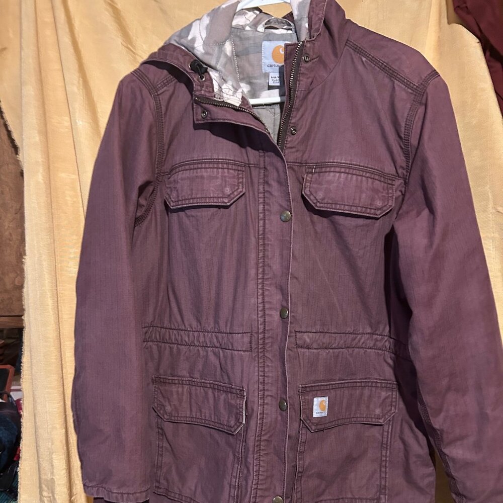 Vintage Carhart Woman's Jacket Burgundy  sz M  shoulders 16 length 34   ex condi